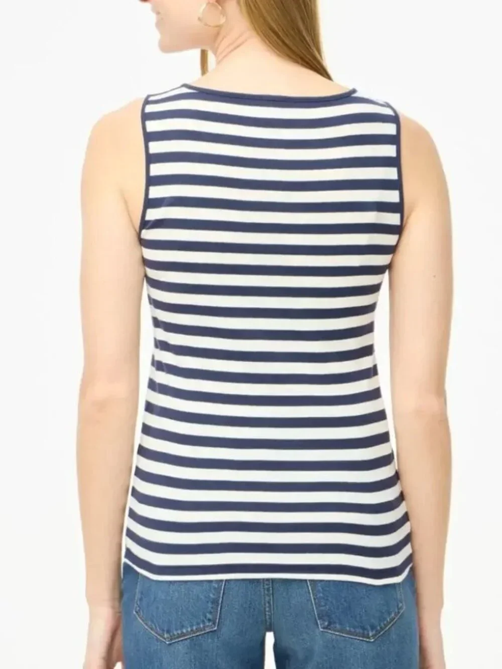 2/$30 J. Crew Striped Shell Tank Top Navy Stripe 2X #A1954